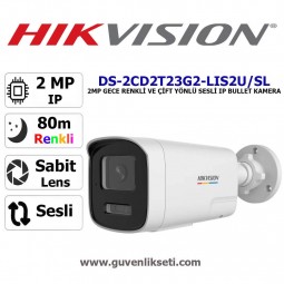 Hikvision DS-2CD2T23G2-LIS2U/SL 2mp Gece Renkli ve Çift Yönlü Sesli ip Bullet Kamera